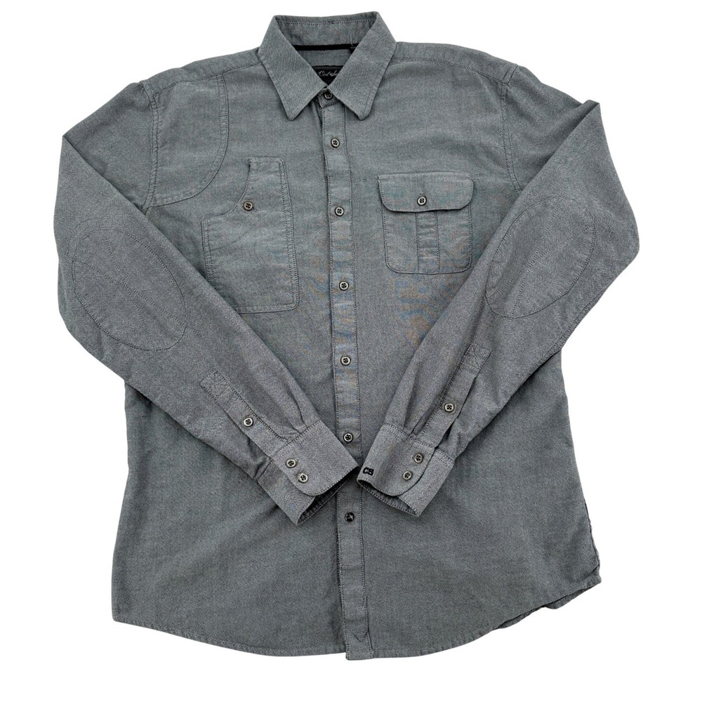 Civil Society Gray Herringbone Button Down Shirt Long Sleeve Men's Size Medium